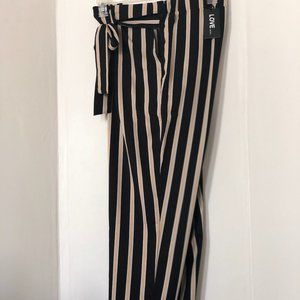 New Love University Two Toned Wide Leg Striped Pants
